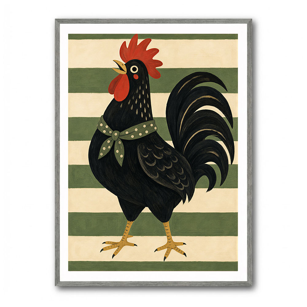 Rooster Striped Poster