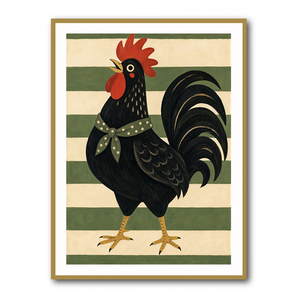 Rooster Striped Poster