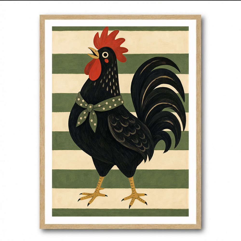 Rooster Striped Poster
