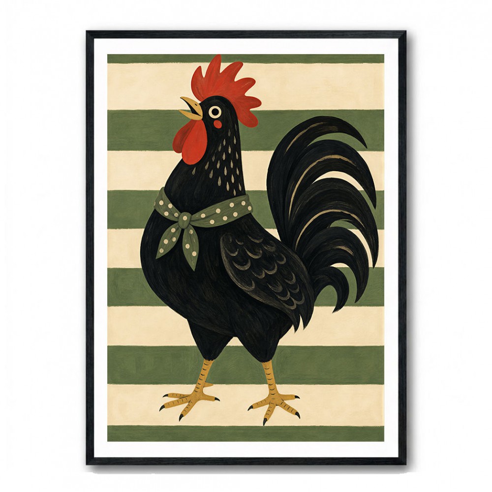 Rooster Striped Poster