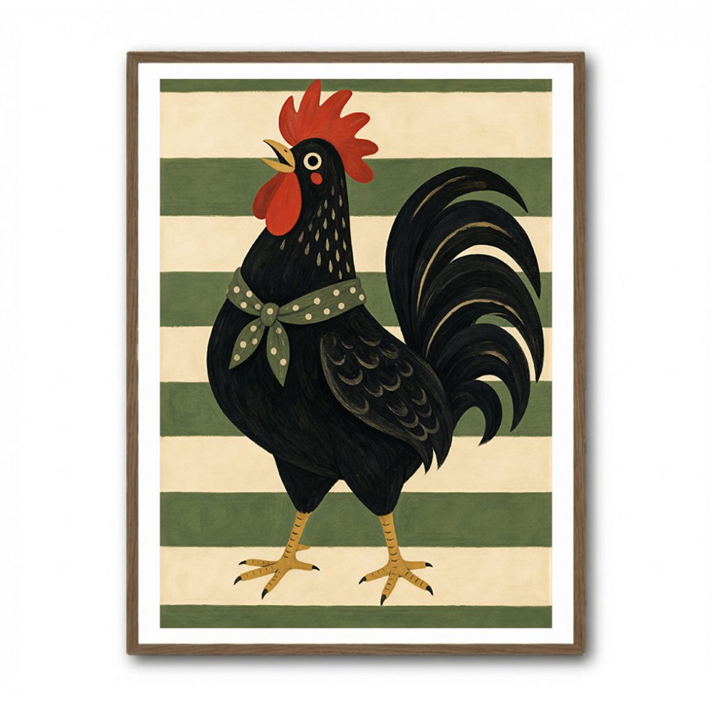 Rooster Striped Poster