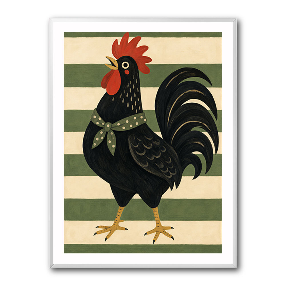 Rooster Striped Poster