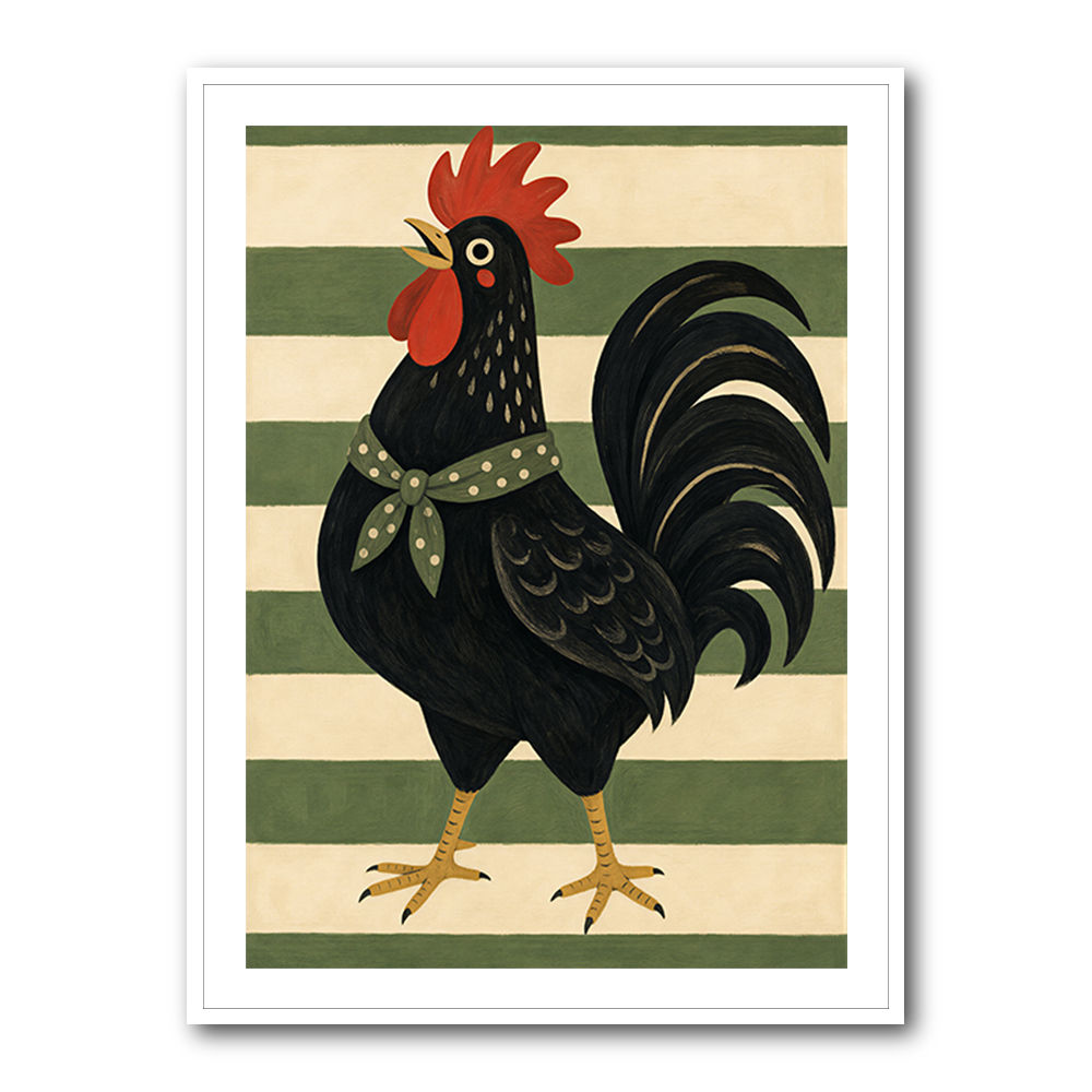 Rooster Striped Poster