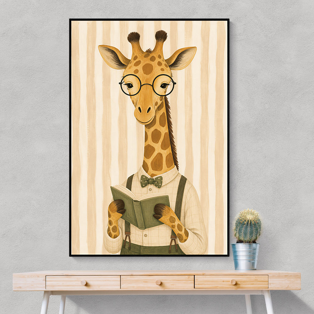 Giraffe Reading Book