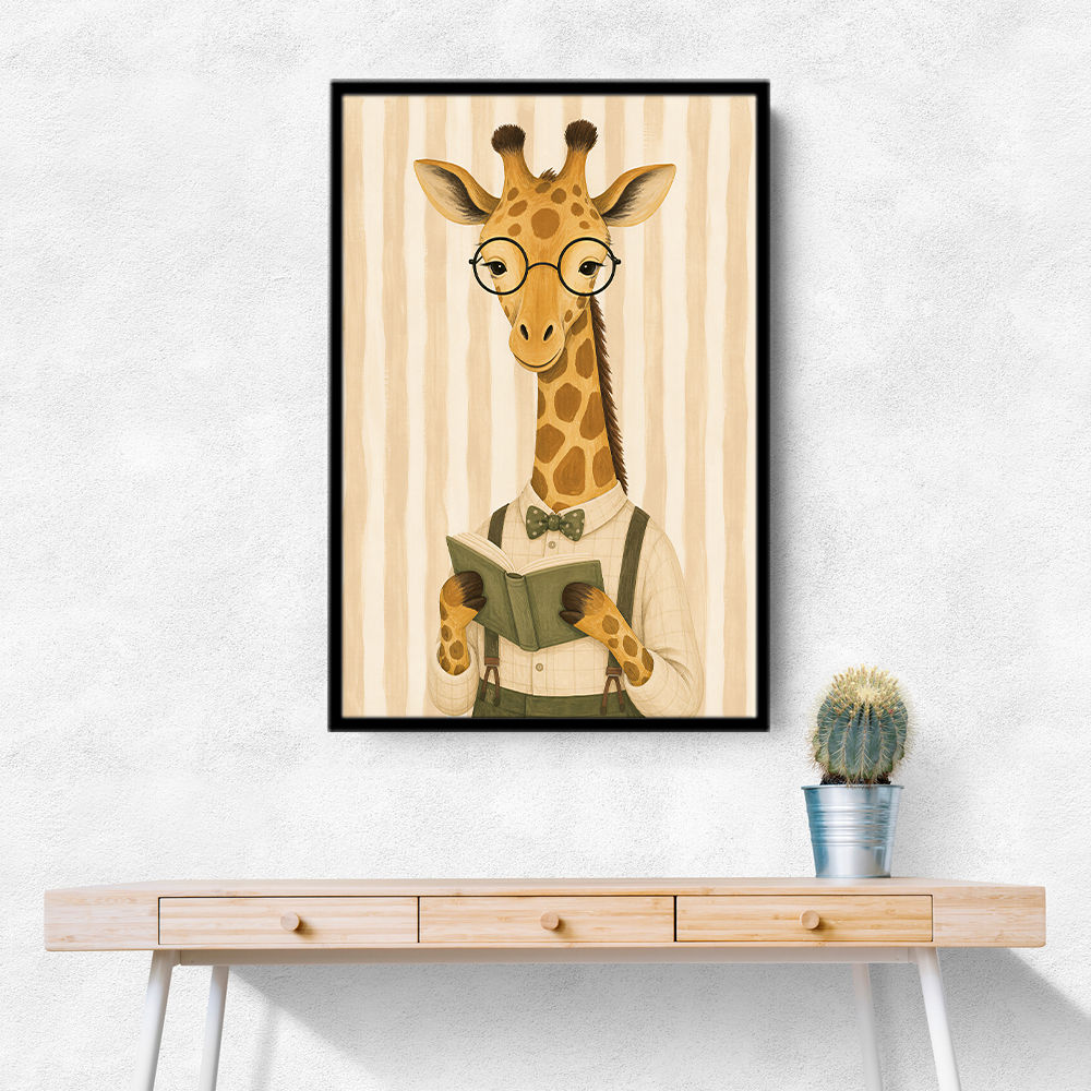 Giraffe Reading Book