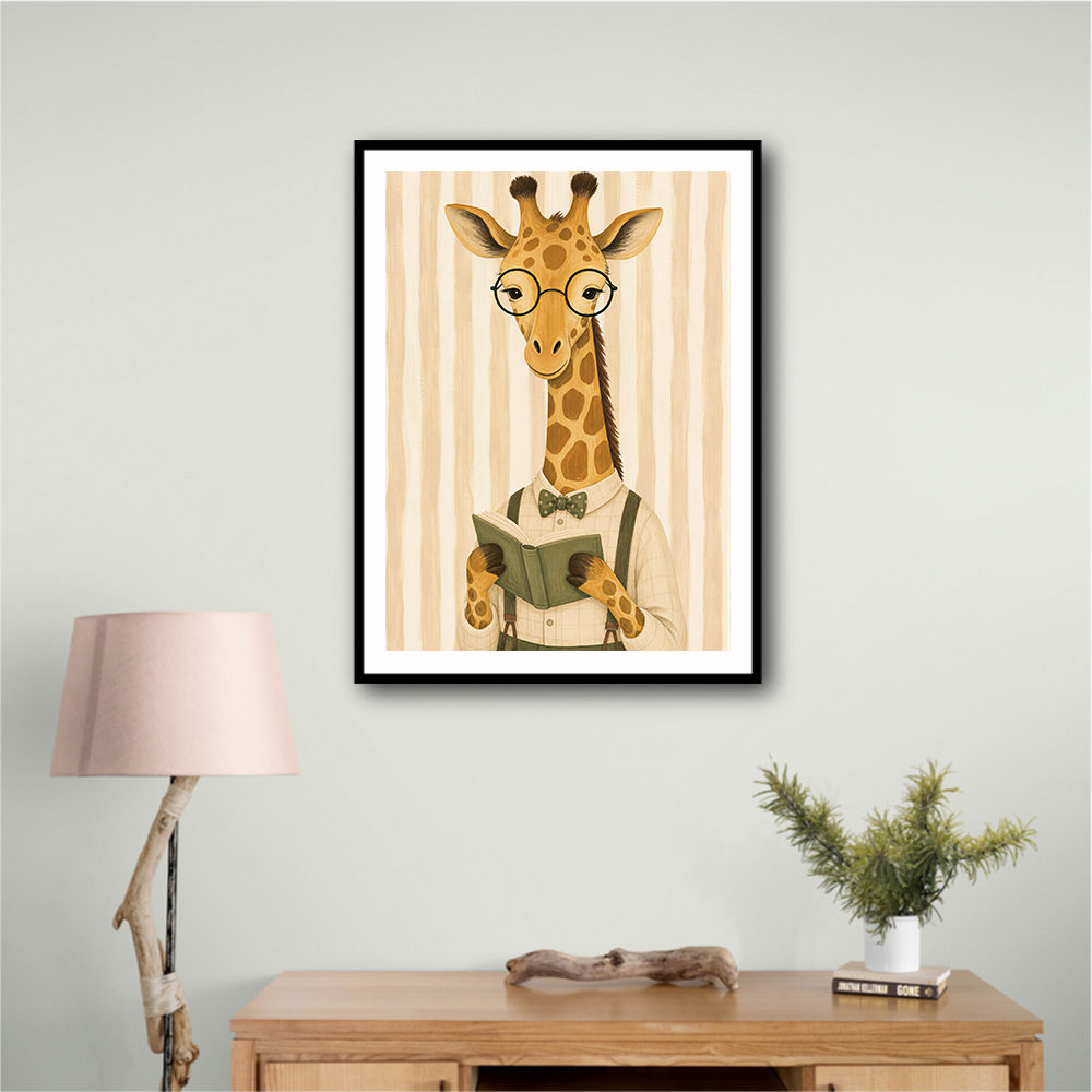 Giraffe Reading Book