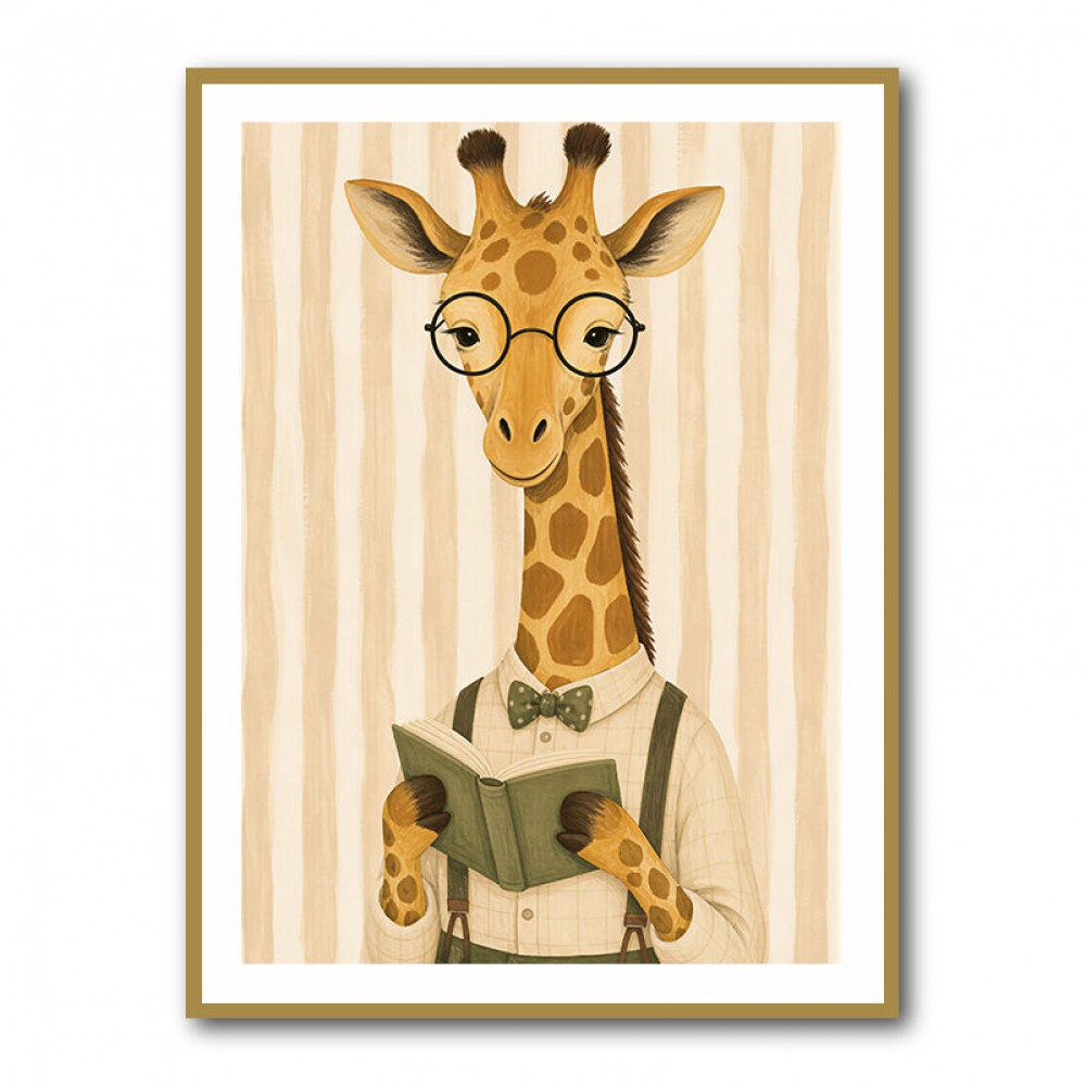 Giraffe Reading Book