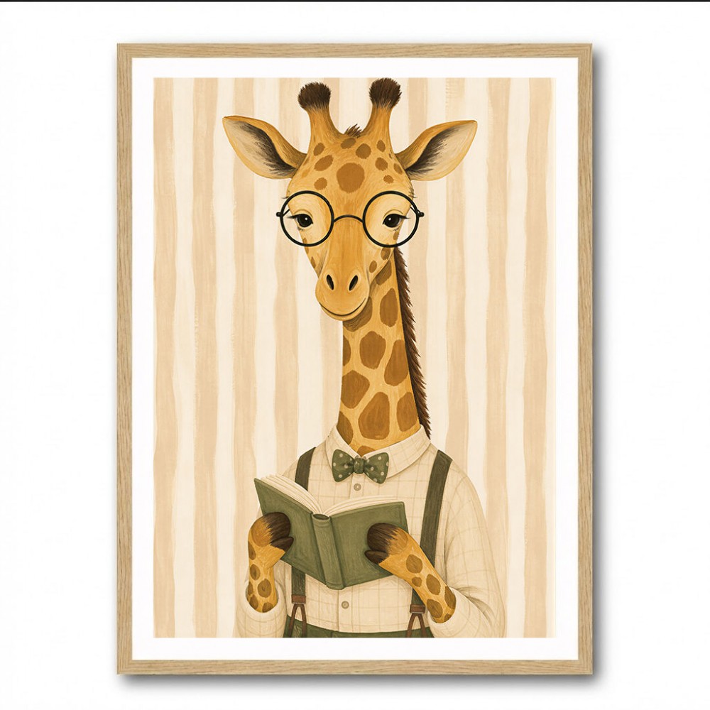 Giraffe Reading Book