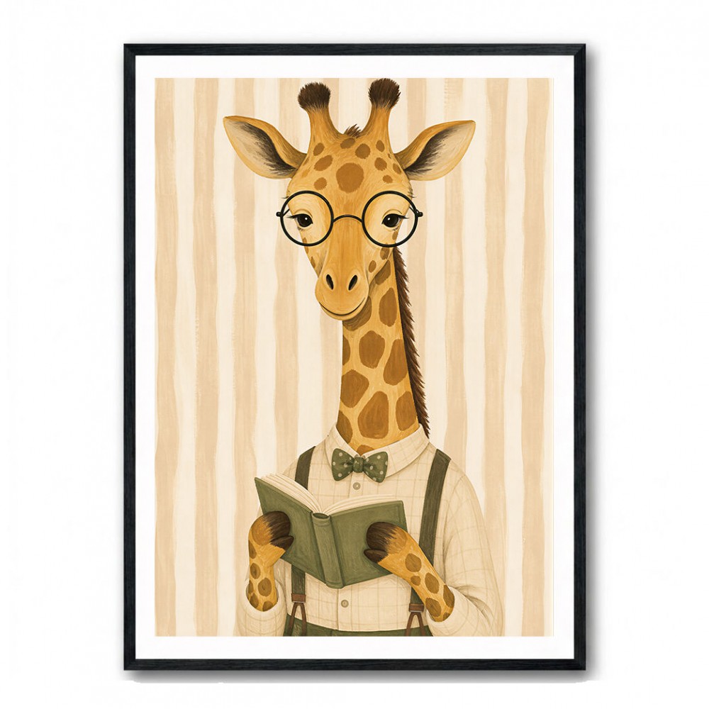 Giraffe Reading Book