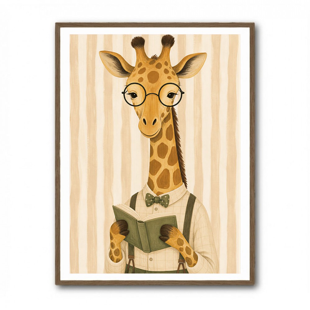 Giraffe Reading Book