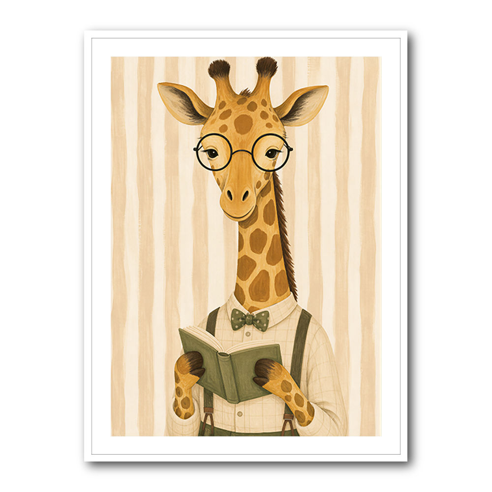 Giraffe Reading Book