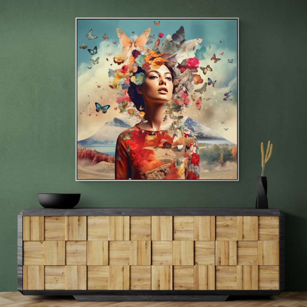 Beauty With Butterfly Crown Collage Wall Art