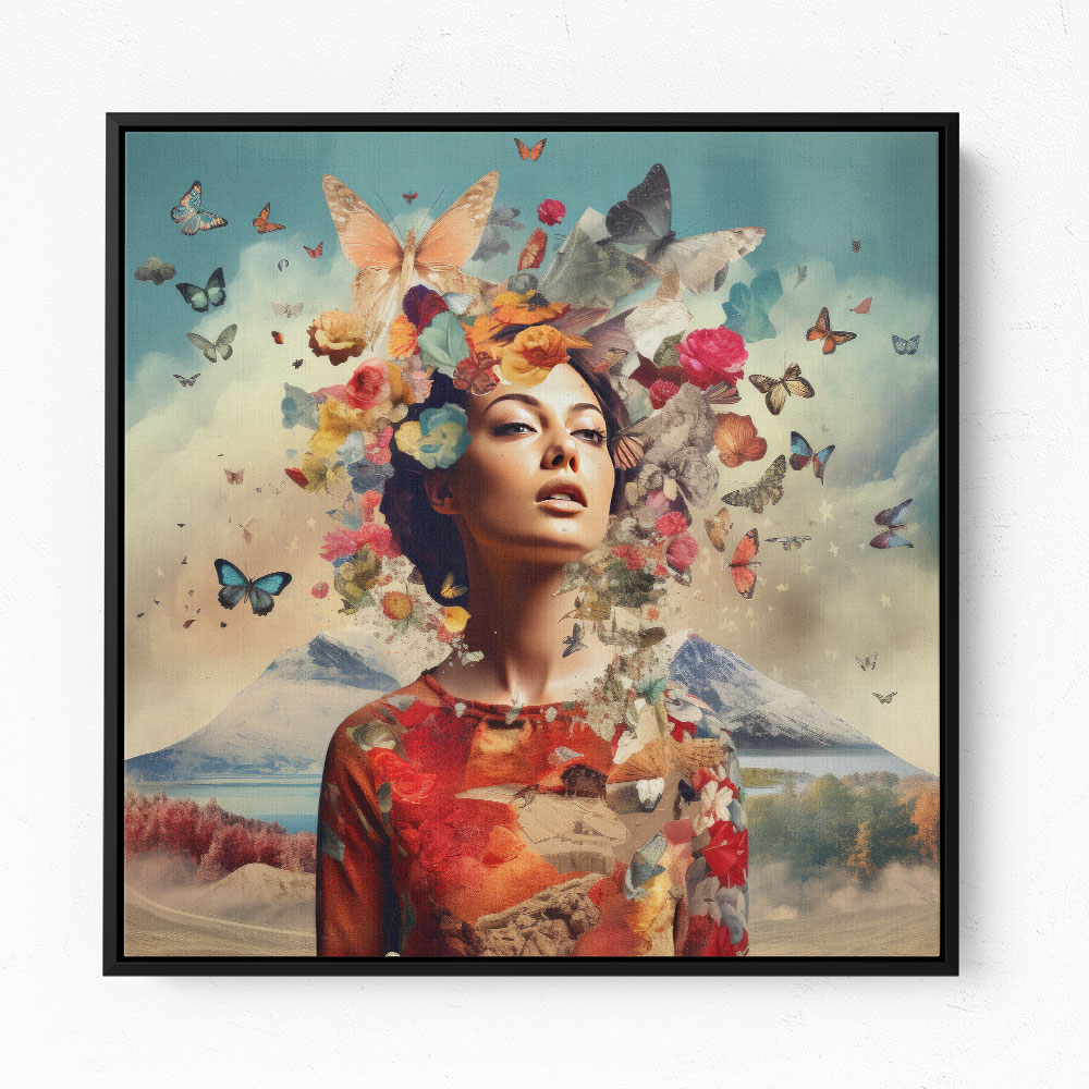 Beauty With Butterfly Crown Collage Wall Art