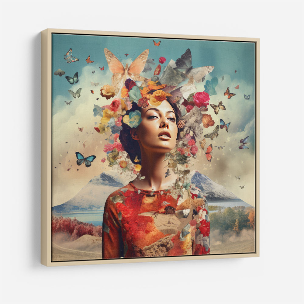 Beauty With Butterfly Crown Collage Wall Art