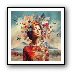 Beauty With Butterfly Crown Collage Wall Art