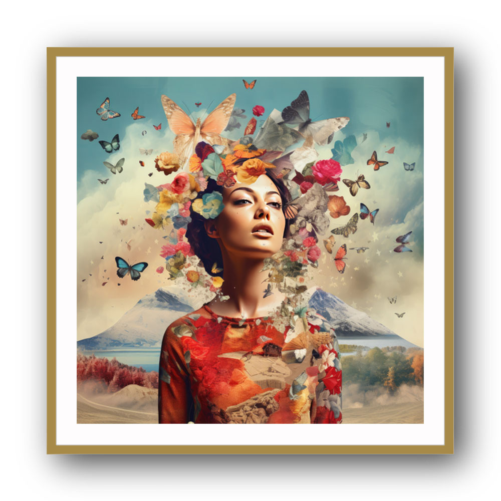 Beauty With Butterfly Crown Collage Wall Art