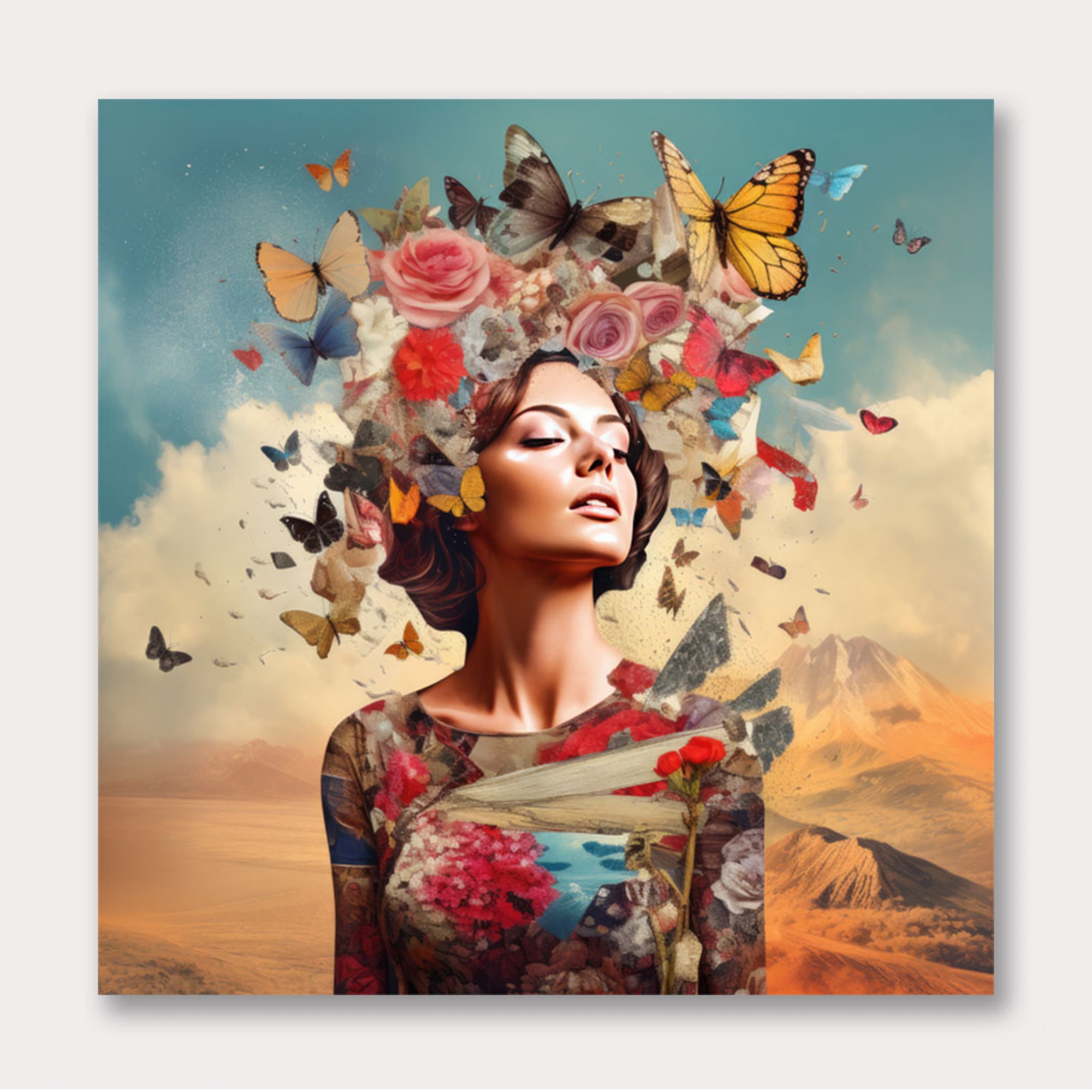 Beauty With Butterfly Crown 2 Collage Wall Art