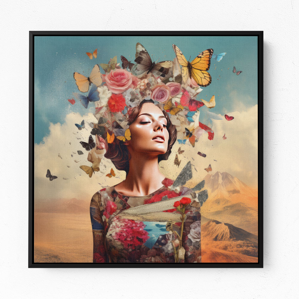 Beauty With Butterfly Crown 2 Collage Wall Art