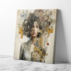 Woman & Flowers Portrait Collage Wall Art