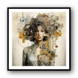 Woman & Flowers Portrait Collage Wall Art