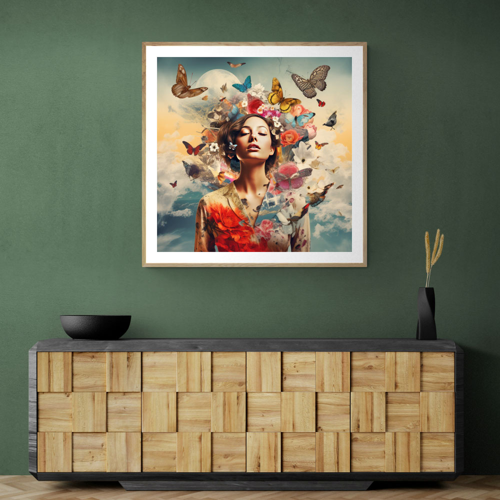 Beauty With Butterfly Crown 3 Collage Wall Art