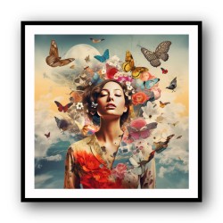 Beauty With Butterfly Crown 3 Collage Wall Art