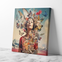 Beauty With Butterfly Crown 4 Collage Wall Art