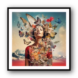 Beauty With Butterfly Crown 4 Collage Wall Art