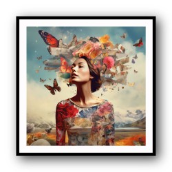 Beauty With Butterfly Crown 5 Collage Wall Art