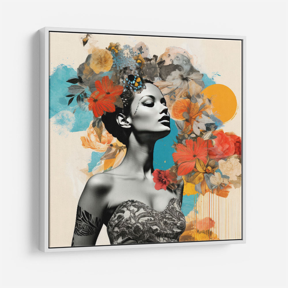 Beauty With Flowers 2 Collage Wall Art