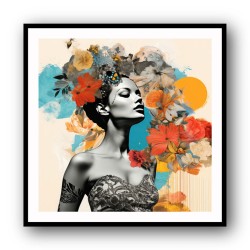 Beauty With Flowers 2 Collage Wall Art