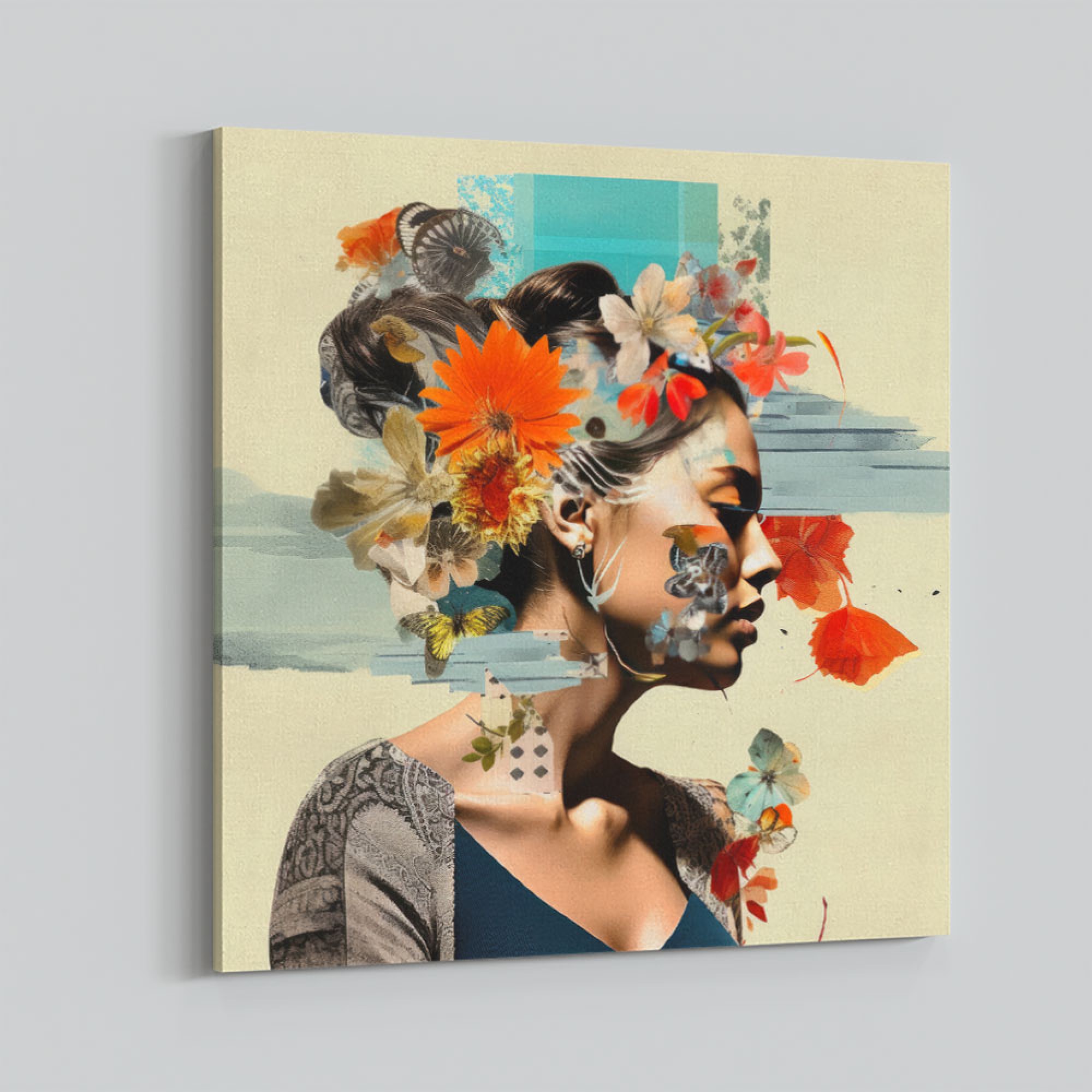Beauty With Flowers 3 Collage Wall Art