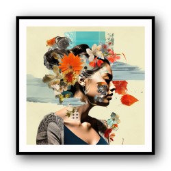 Beauty With Flowers 3 Collage Wall Art