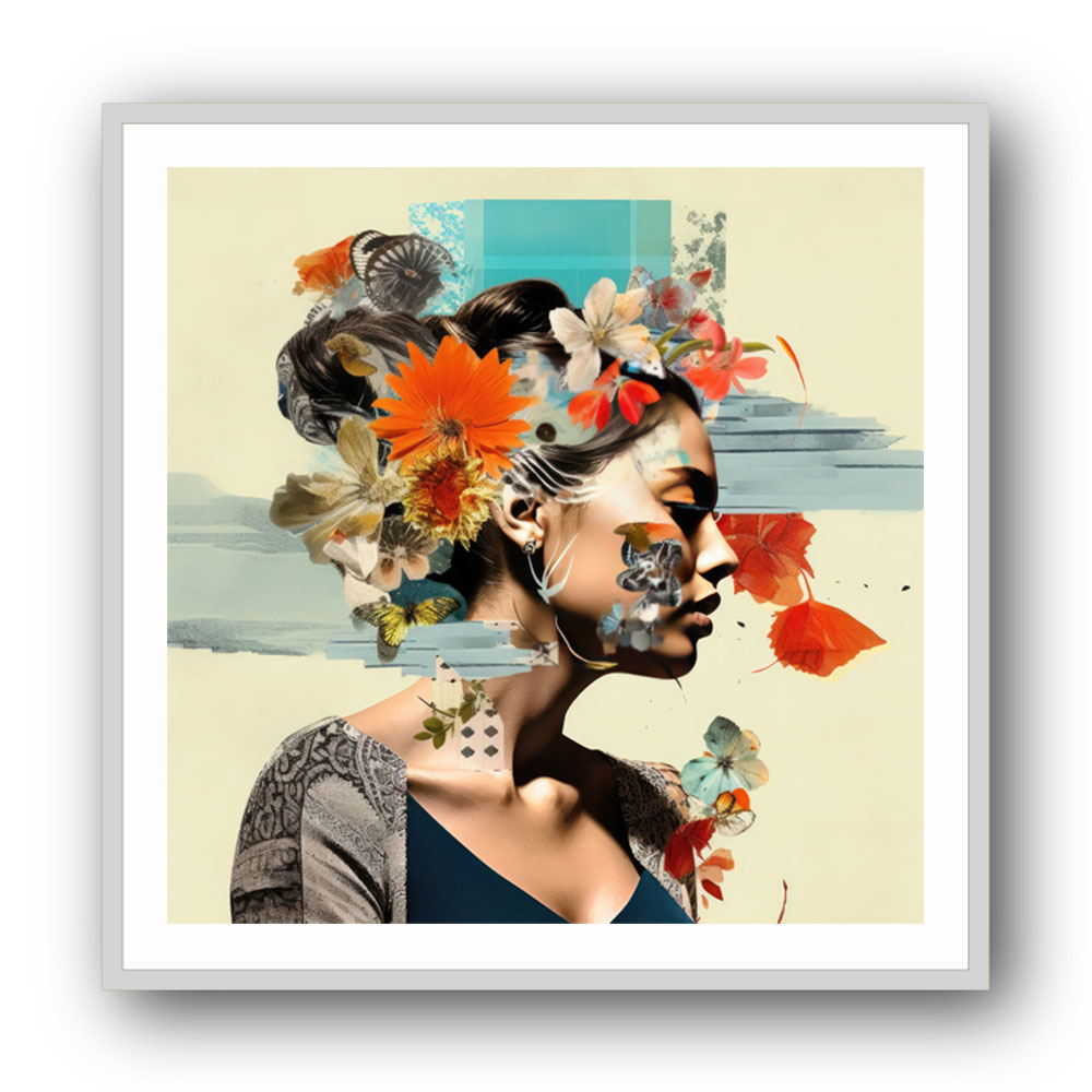 Beauty With Flowers 3 Collage Wall Art