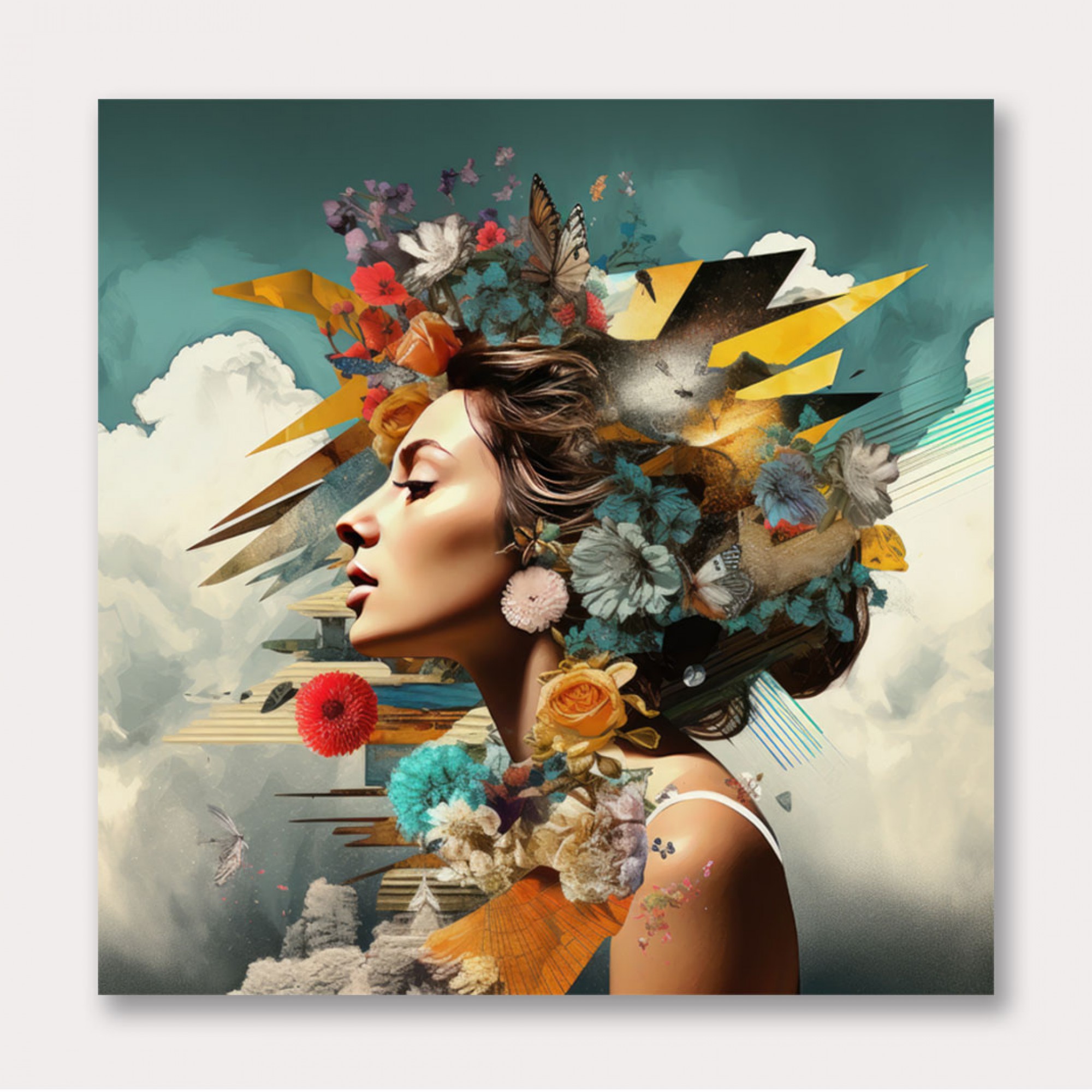 Beauty With Flowers 3 Collage Wall Art