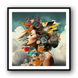 Beauty With Flowers 4 Collage Wall Art