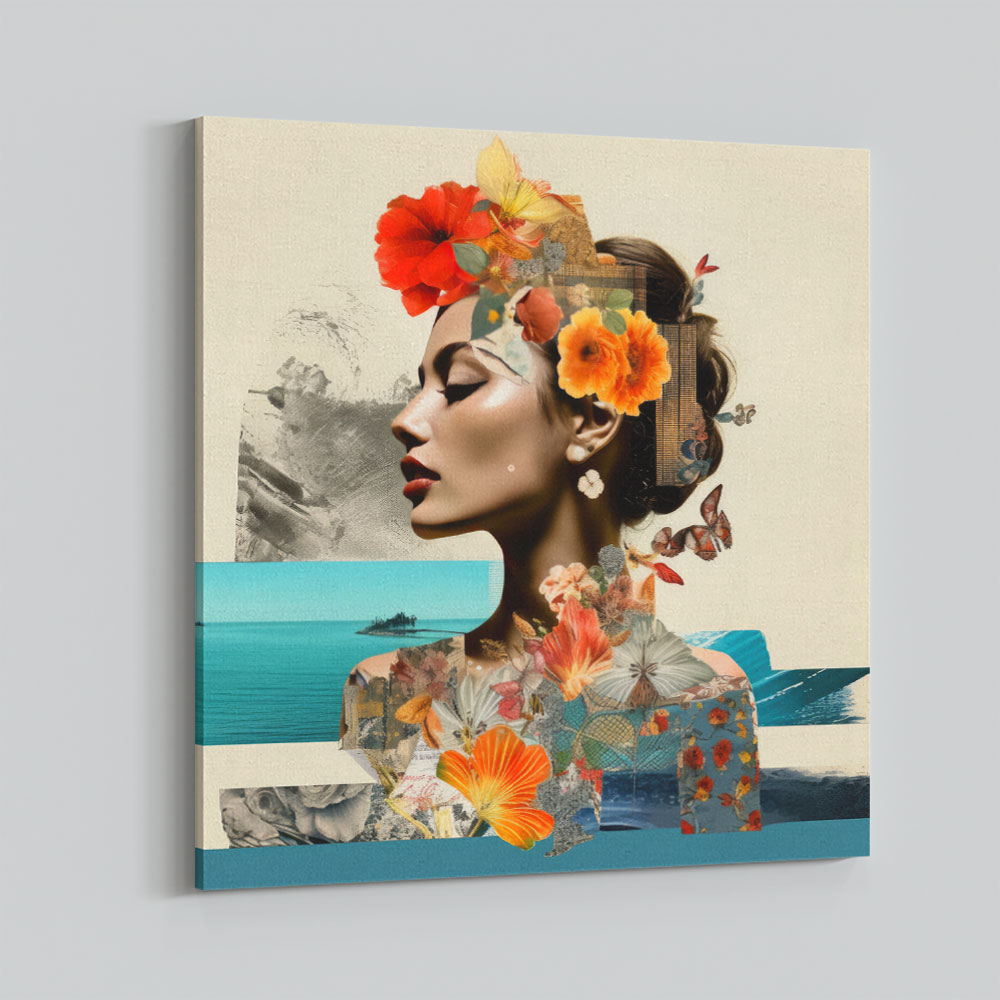 Beauty With Flowers 5 Collage Wall Art