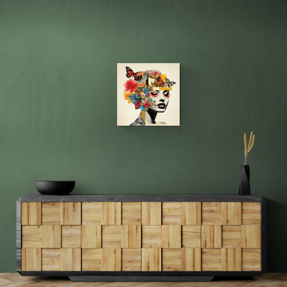 Flowers & Butterfly Face Collage 5 Wall Art Flowers & Butterfly Face Collage 5 Wall Art