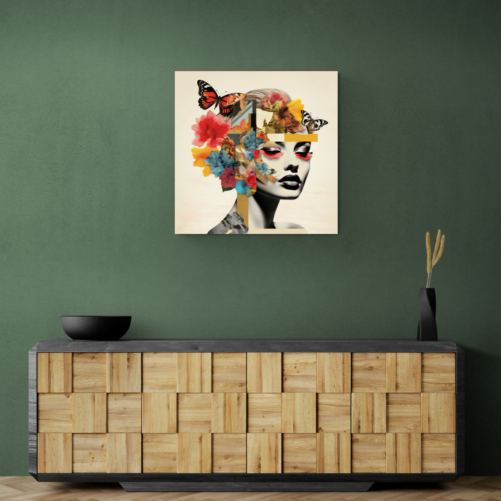 Flowers & Butterfly Face Collage 5 Wall Art Flowers & Butterfly Face Collage 5 Wall Art