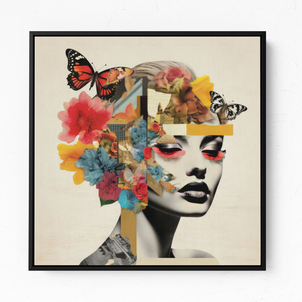 Flowers & Butterfly Face Collage 5 Wall Art Flowers & Butterfly Face Collage 5 Wall Art