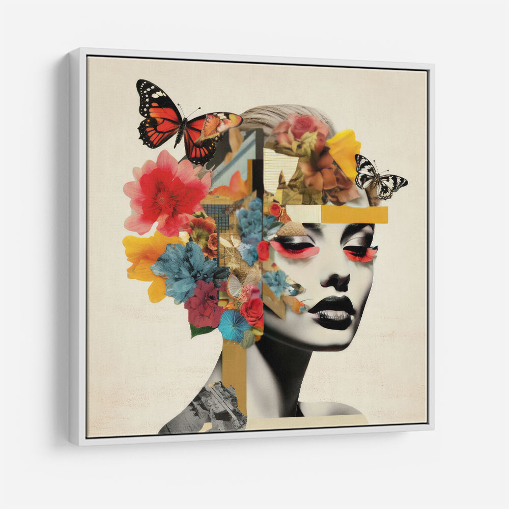 Flowers & Butterfly Face Collage 5 Wall Art Flowers & Butterfly Face Collage 5 Wall Art