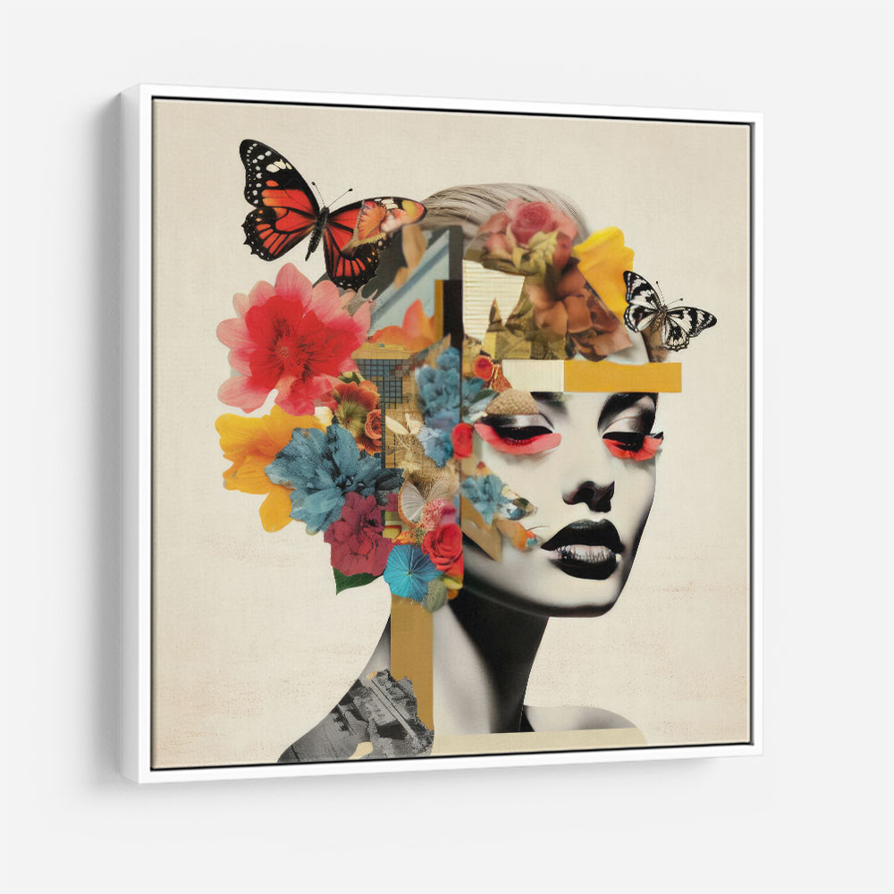Flowers & Butterfly Face Collage 5 Wall Art Flowers & Butterfly Face Collage 5 Wall Art