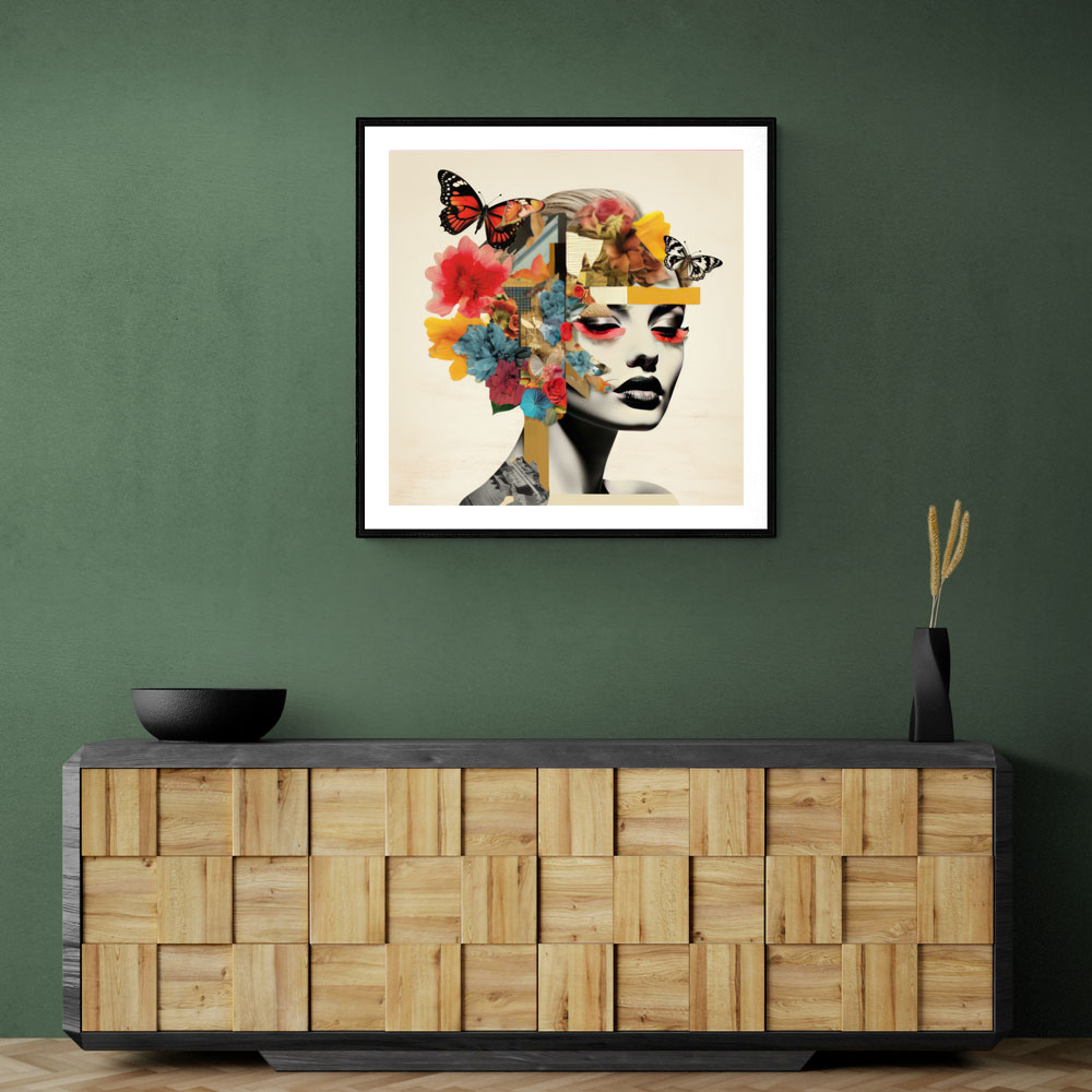 Flowers & Butterfly Face Collage 5 Wall Art Flowers & Butterfly Face Collage 5 Wall Art