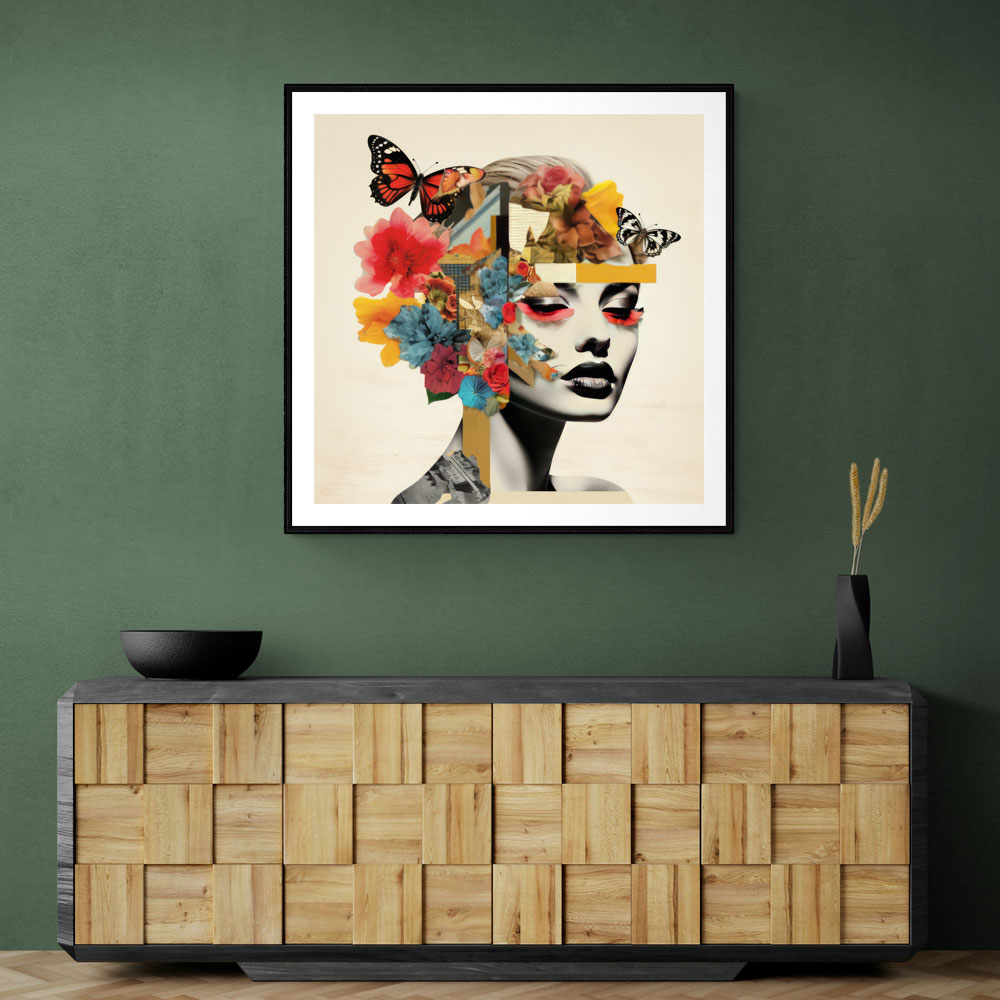 Flowers & Butterfly Face Collage 5 Wall Art Flowers & Butterfly Face Collage 5 Wall Art