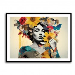 Flowers & Butterfly Women 2 Fusion Collage Wall Art