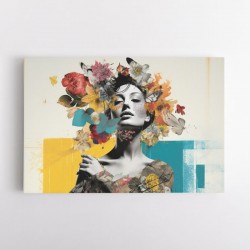 Flowers & Butterfly Women 3 Fusion Collage Wall Art