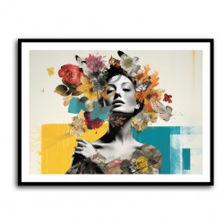 Flowers & Butterfly Women 3 Fusion Collage Wall Art