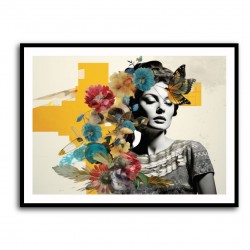 Flowers & Butterfly Women 7 Fusion Collage Wall Art