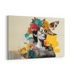 Flowers & Butterfly Women 8 Fusion Collage Wall Art