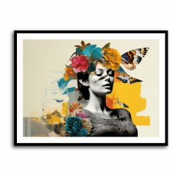 Flowers & Butterfly Women 8 Fusion Collage Wall Art